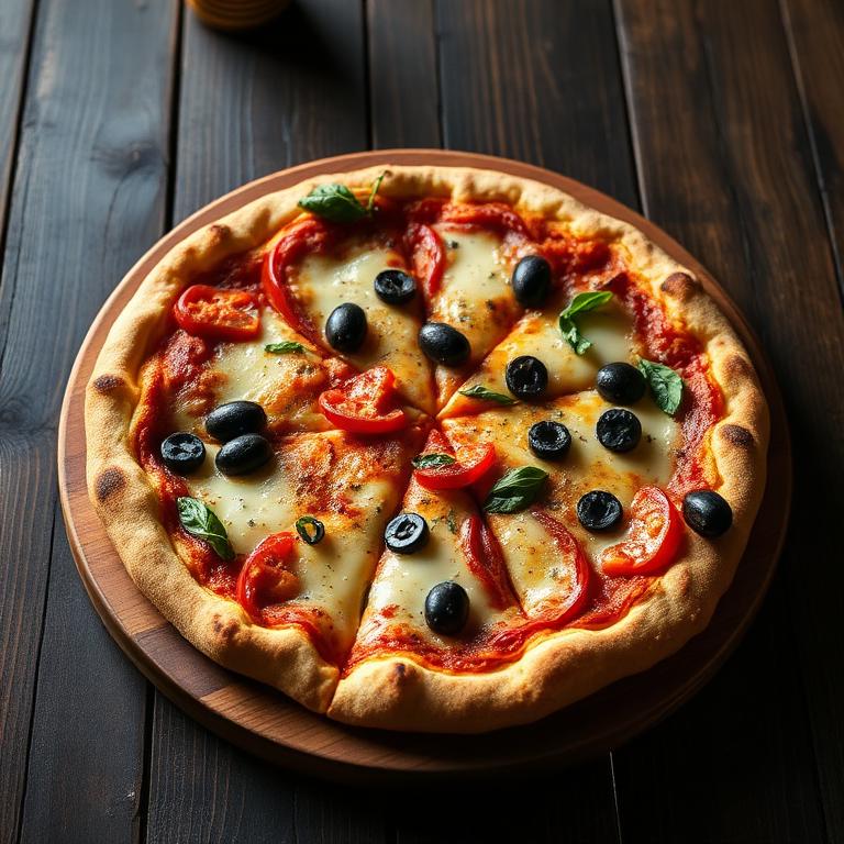 Fresh-baked vegetarian pizza